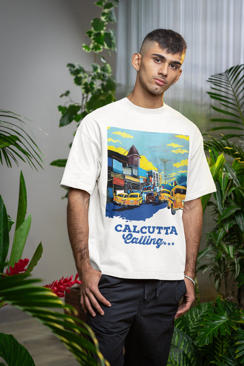 Printed T-Shirt - White - Calcutta Calling (Test)